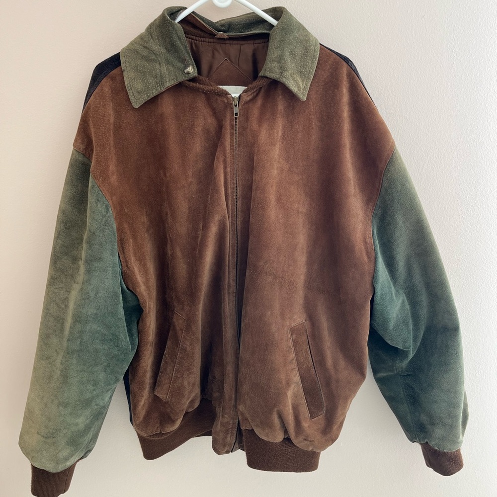 Vintage Men’s XL 3-tone Suede Bomber Jacket
